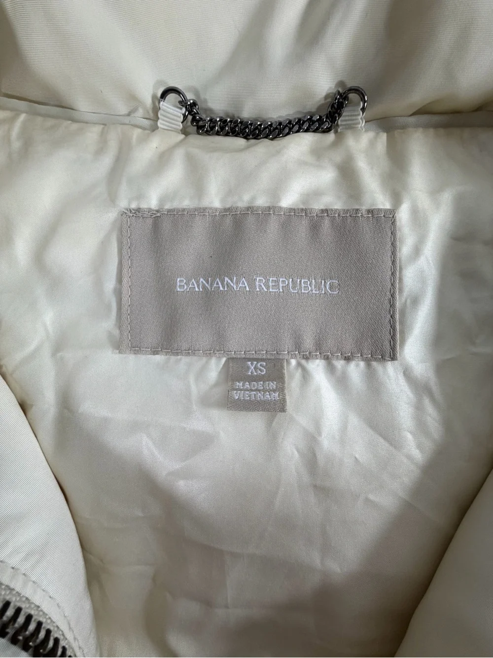 Banana Republic Ivory Down Puffer Vest XS Cinched Waist Longline Y2K